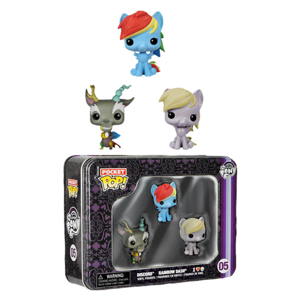 Funko My Little Pony Discord Rainbow Dash Derpy Pocket Pop 3Pk Tin