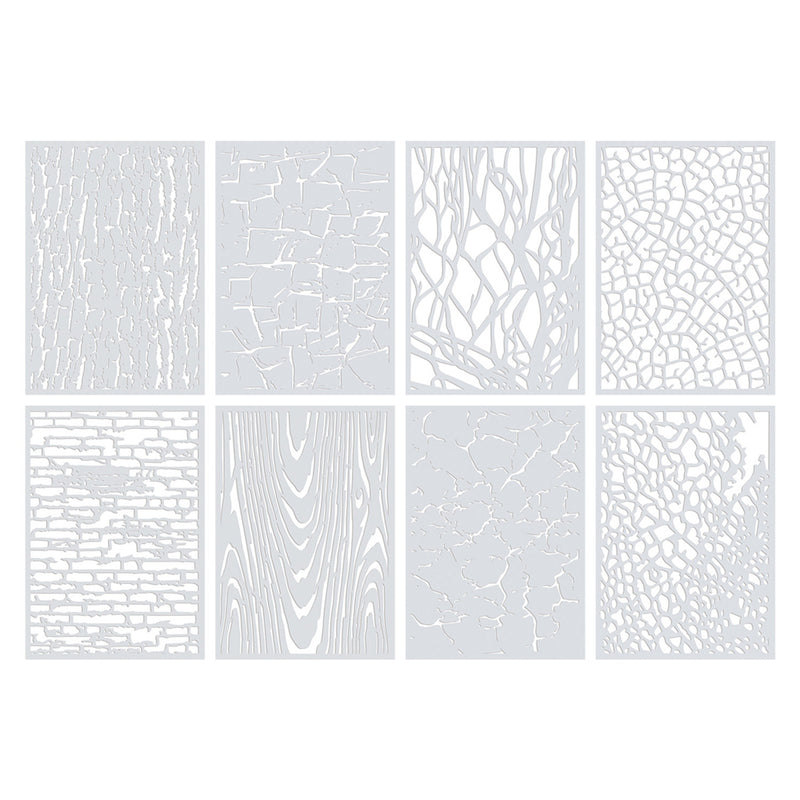Textures Stencil and Rubbing Sheets A4 8pcs