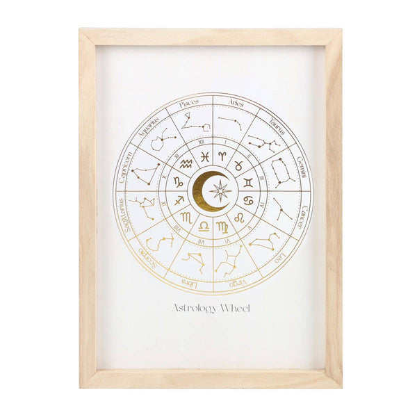 Astrology Wheel Off White Wooden Framed Wall Print