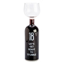 Verre de bouteille de vin joyeux anniversaire