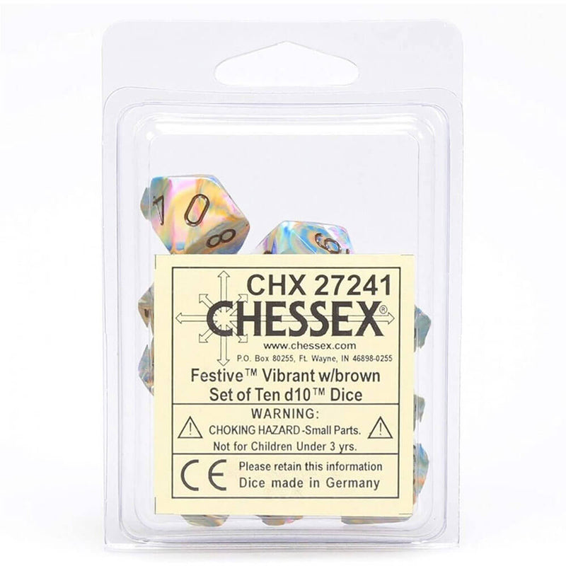 Chessex D10 Ensemble festif de 10 matrices polyédriques