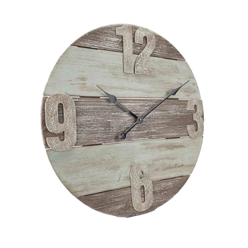 Horloge murale ronde en panneau de bois (60x60x2,5 cm)