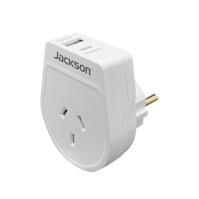 Adaptateur de voyage USB-A et C sortant de Jackson Industries